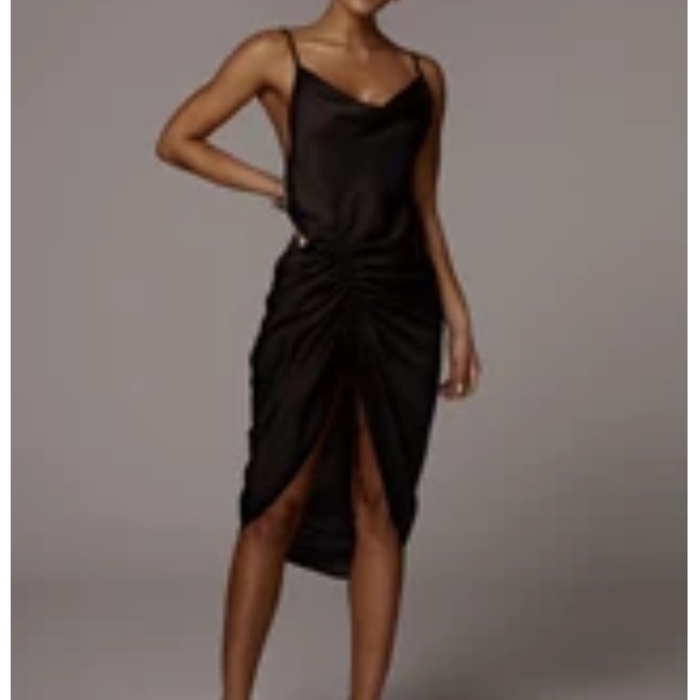 JLUXLABEL Black Ania Satin Slip Dress - Large
